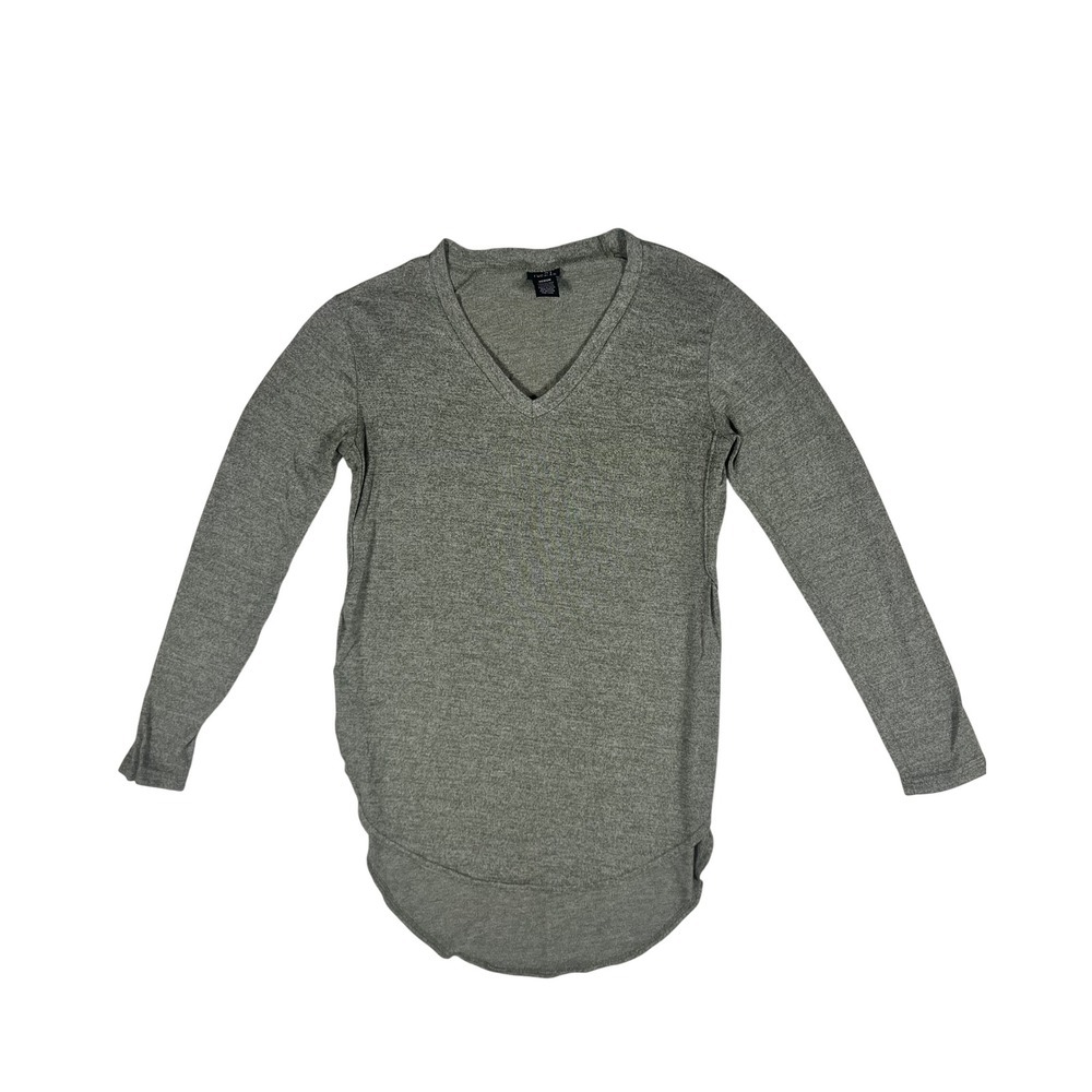 Rue 21 Women Heathered Green V Neck Long Sleeve Shirt Open sides Size Medium